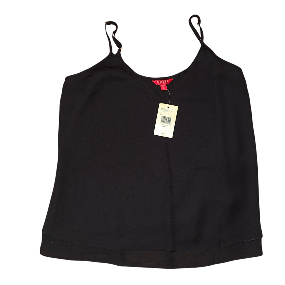 Guess sleeveless black v-neck blouse with adjustable straps NWT